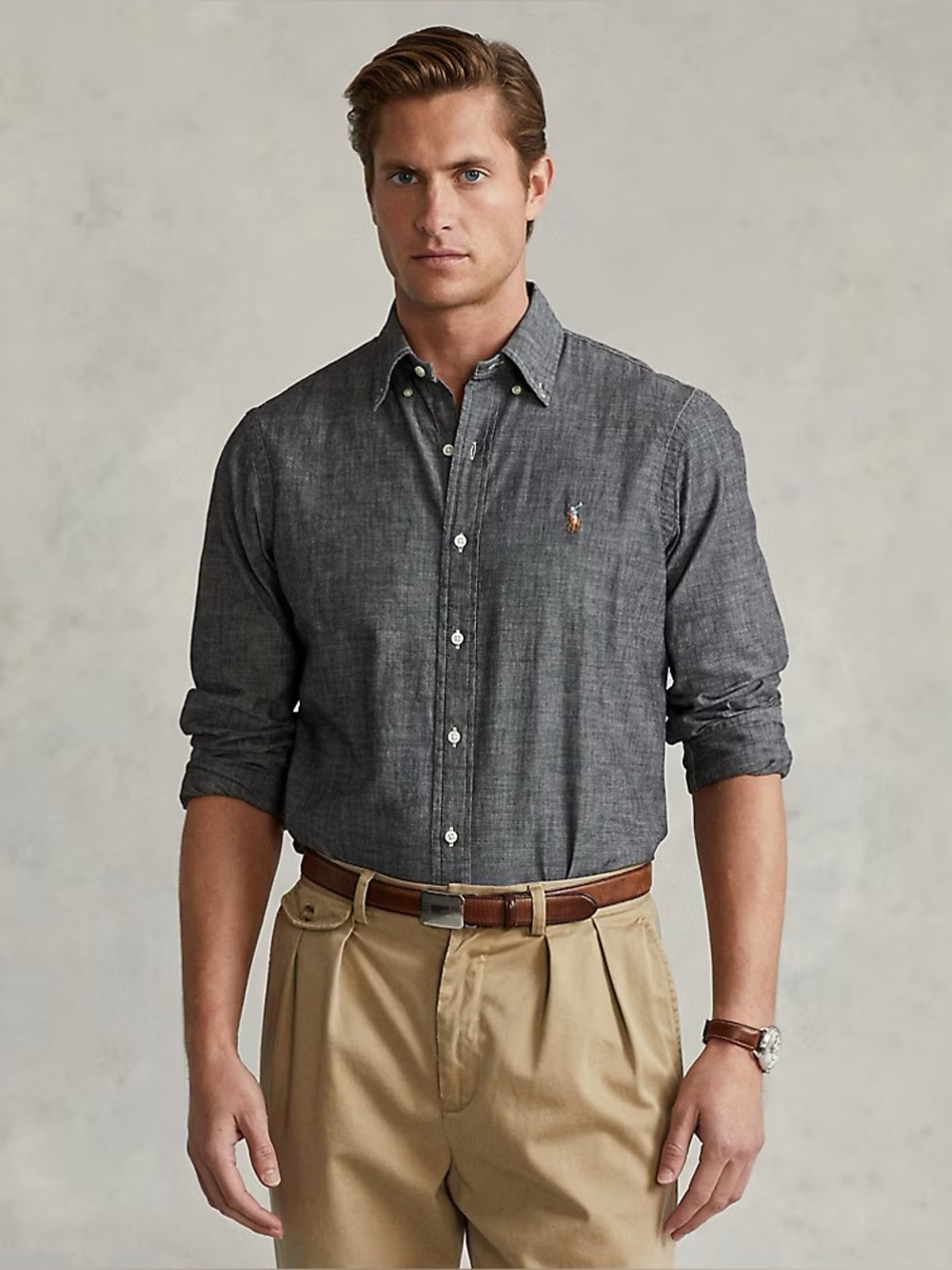 Polo Ralph Lauren - Classic Fit Chambray Shirt - Light Grey